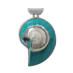 Green Shell Pendant, Sterling Silver